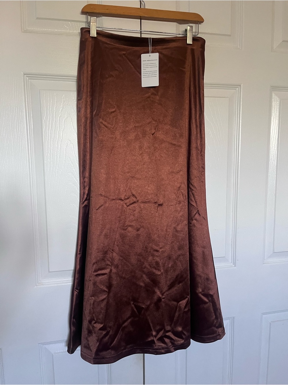 Satin Maxi Skirt in Deep Brown